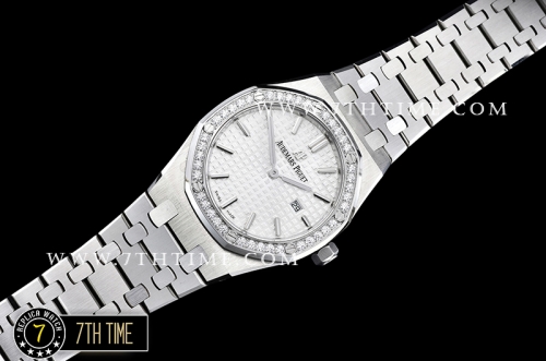 Royal Oak Ladies 33mm SS/SS White Dial Diamond Bezel Swiss ETA Quartz