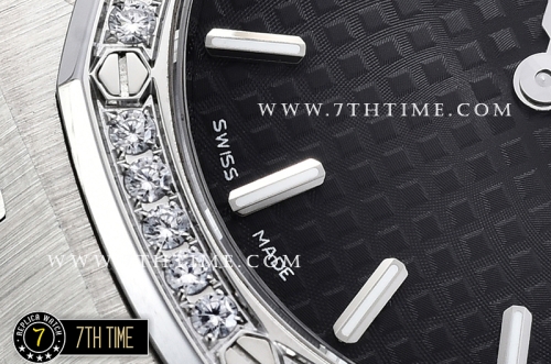 Royal Oak Ladies 33mm SS/SS Black Dial Diamond Bezel Swiss ETA Quartz