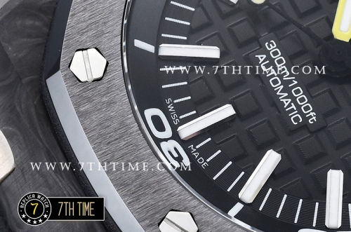 Royal Oak Diver 42mm Forged Carbon  Black/Yellow Dial Rubber Strap MY9015