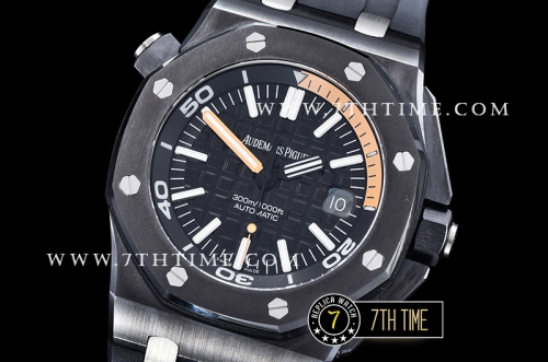 Royal Oak Diver 42mm Ceramic Bezel Black/Orange Dial Rubber   Strap MY9015 Mod