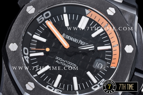 Royal Oak Diver 42mm Ceramic Bezel Black/Orange Dial Rubber   Strap MY9015 Mod