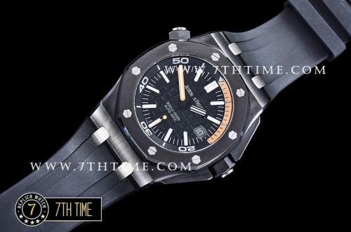 Royal Oak Diver 42mm Ceramic Bezel Black/Orange Dial Rubber   Strap MY9015 Mod