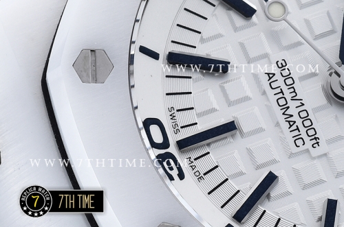 Royal Oak Diver 42mm White Ceramic Bezel White/Blue Dial Rubber Strap MY9015 Mod