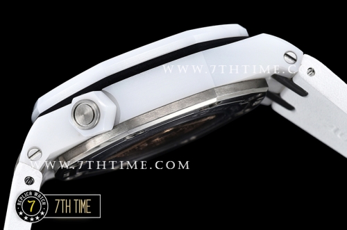 Royal Oak Diver 42mm White Ceramic Bezel White/Blue Dial Rubber Strap MY9015 Mod