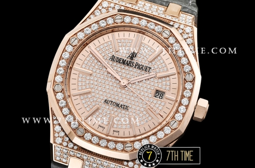 Royal Oak 15402 RG/LE Full Diamonds Paved Dial MY9015 Mod