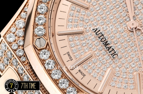 Royal Oak 15402 RG/LE Full Diamonds Paved Dial MY9015 Mod