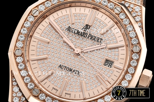 Royal Oak 15402 RG/LE Full Diamonds Paved Dial MY9015 Mod