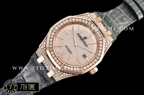 Royal Oak 15402 RG/LE Full Diamonds Paved Dial MY9015 Mod
