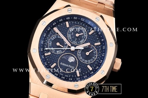 Royal Oak Perpetual Calendar 41mm 26574 RG/RG Blue Checkered Dial A5134
