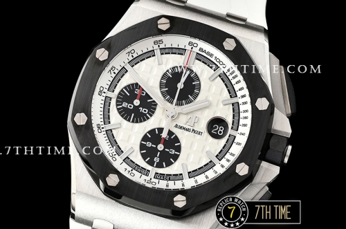 Royal Oak Offshore Novelty Ceramic Bezel SS/RU White/Black Dial A3126 Mod