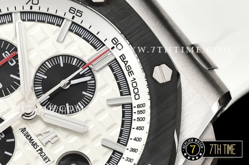 Royal Oak Offshore Novelty Ceramic Bezel SS/RU White/Black Dial A3126 Mod
