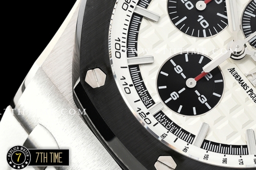 Royal Oak Offshore Novelty Ceramic Bezel SS/RU White/Black Dial A3126 Mod