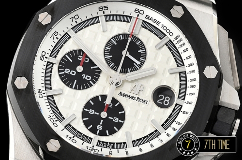 Royal Oak Offshore Novelty Ceramic Bezel SS/RU White/Black Dial A3126 Mod