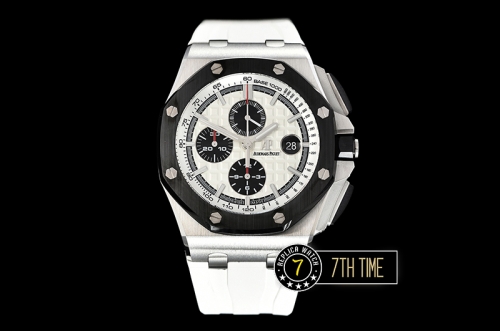 Royal Oak Offshore Novelty Ceramic Bezel SS/RU White/Black Dial A3126 Mod