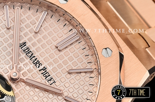 Royal Oak Extra Thin RG/RG Rose Gold Checkered Dial Flying Tourbillon