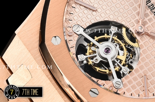 Royal Oak Extra Thin RG/RG Rose Gold Checkered Dial Flying Tourbillon