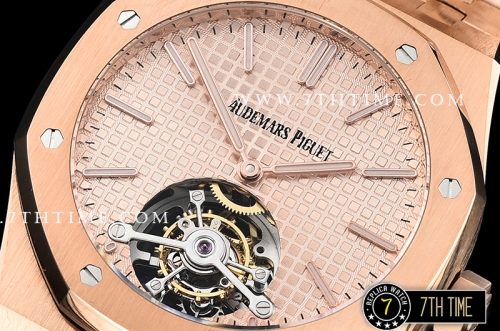 Royal Oak Extra Thin RG/RG Rose Gold Checkered Dial Flying Tourbillon