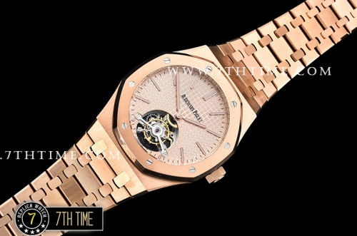 Royal Oak Extra Thin RG/RG Rose Gold Checkered Dial Flying Tourbillon