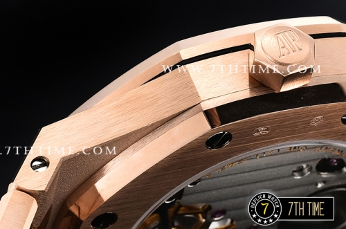 Royal Oak Extra Thin RG/RG Rose Gold Checkered Dial Flying Tourbillon