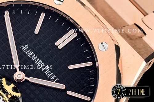 Royal Oak Extra Thin RG/RG Blue Checkered Dial Flying Tourbillon