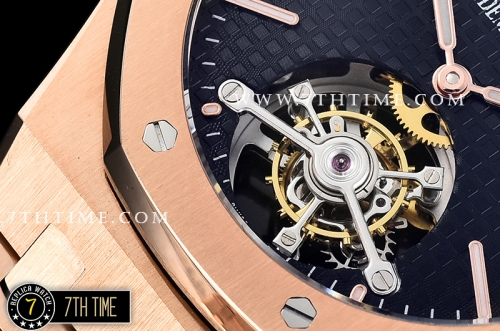 Royal Oak Extra Thin RG/RG Blue Checkered Dial Flying Tourbillon
