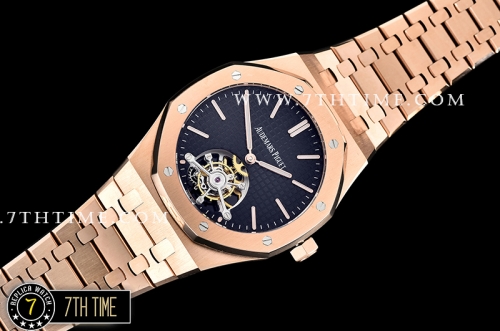 Royal Oak Extra Thin RG/RG Blue Checkered Dial Flying Tourbillon
