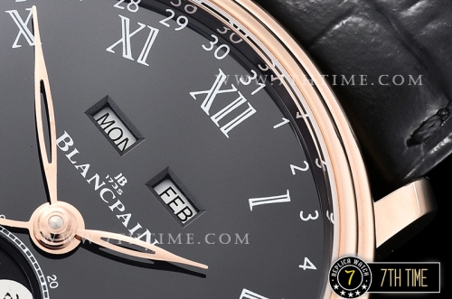 Blancpain Villeret Complications Black Dial 18K Rose Gold Thick Plated on Solid Stainless Steel