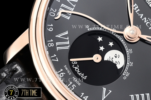 Blancpain Villeret Complications Black Dial 18K Rose Gold Thick Plated on Solid Stainless Steel