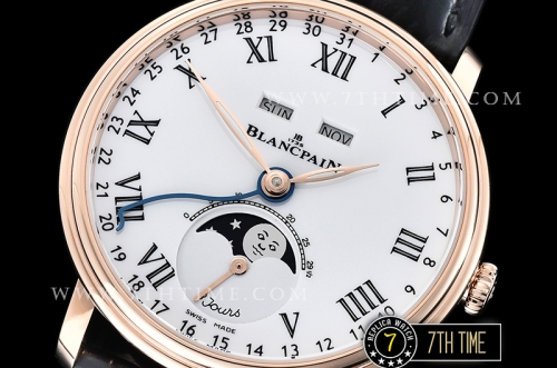 Blancpain Villeret Complications White Dial with Roman Numerals 18K Rose Gold Thick Plated on Solid Stainless Steel