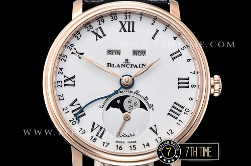 Blancpain Villeret Complications White Dial with Roman Numerals 18K Rose Gold Thick Plated on Solid Stainless Steel