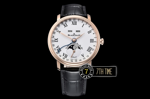 Blancpain Villeret Complications White Dial with Roman Numerals 18K Rose Gold Thick Plated on Solid Stainless Steel