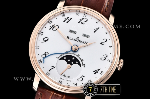 Blancpain Villeret Complications White Dial with Arabic Numerals 18K Rose Gold Thick Plated on Solid Stainless Steel