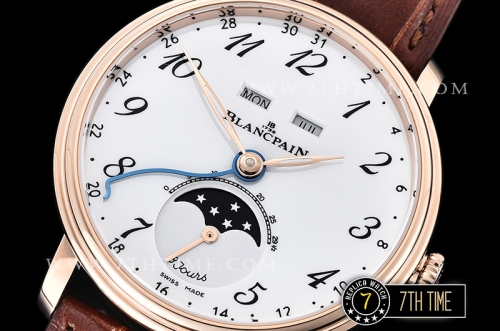 Blancpain Villeret Complications White Dial with Arabic Numerals 18K Rose Gold Thick Plated on Solid Stainless Steel