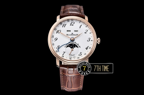 Blancpain Villeret Complications White Dial with Arabic Numerals 18K Rose Gold Thick Plated on Solid Stainless Steel