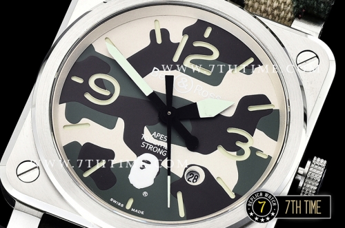 BR03-92 Camo Print Dial 42mm in Stainless Steel