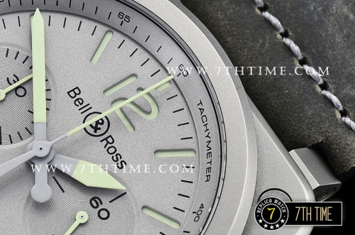 BR03-94 Horolum Chronograph Silver Grey Dial Black Leather Strap