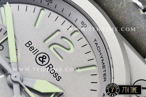 BR03-94 Horolum Chronograph Silver Grey Dial Black Leather Strap