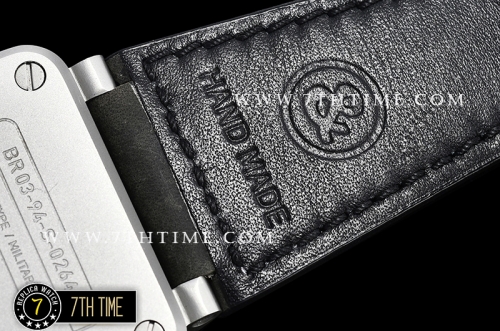 BR03-94 Horolum Chronograph Silver Grey Dial Black Leather Strap