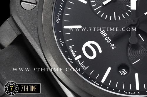 BR03-94 Chronograph Black Dial PVD Thick Coated on Solid Stainless Steel