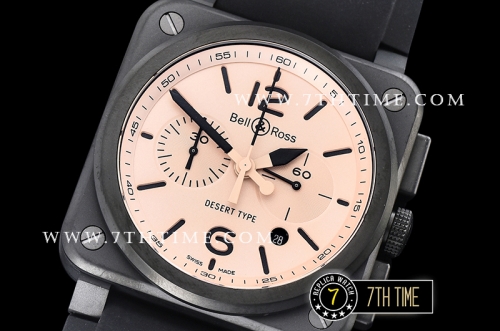 BR03-94 Desert Sand Beige Color Dial Chronograph PVD Thick Coated on Solid Stainless Steel