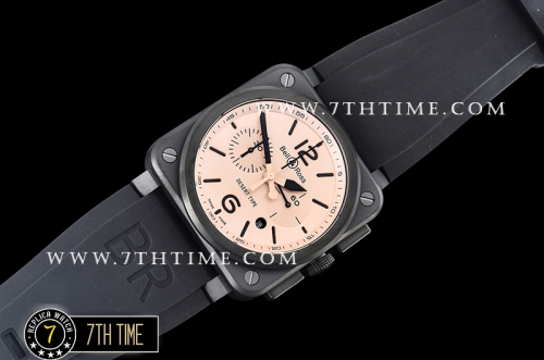 BR03-94 Desert Sand Beige Color Dial Chronograph PVD Thick Coated on Solid Stainless Steel