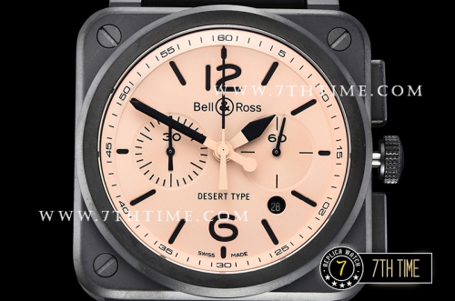 BR03-94 Desert Sand Beige Color Dial Chronograph PVD Thick Coated on Solid Stainless Steel