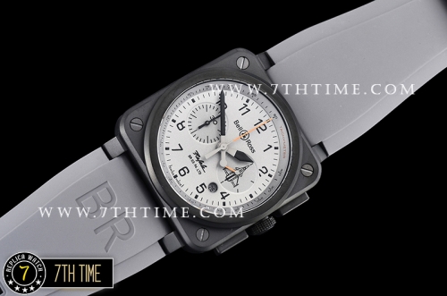 BR03-94 Chronograph Grey Rafale Limited Dial PVD Thick Coated on Solid Stainless Steel