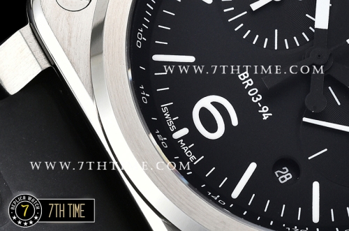 BR03-94 Chronograph Black Dial Solid Stainless Steel Asia 7750