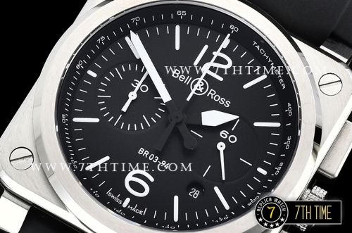 BR03-94 Chronograph Black Dial Solid Stainless Steel Asia 7750