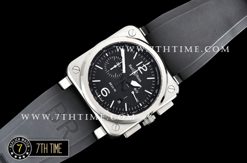 BR03-94 Chronograph Black Dial Solid Stainless Steel Asia 7750
