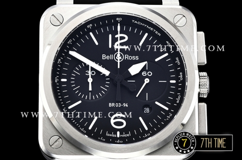 BR03-94 Chronograph Black Dial Solid Stainless Steel Asia 7750