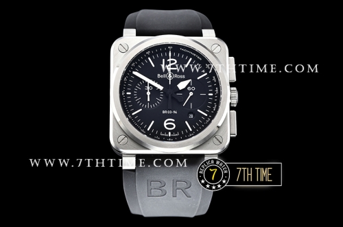 BR03-94 Chronograph Black Dial Solid Stainless Steel Asia 7750