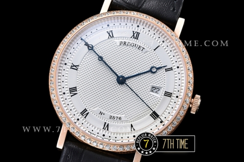 Breguet Classique 5177 White Guilloche Dial with Roman Numerals 18K Rose Gold