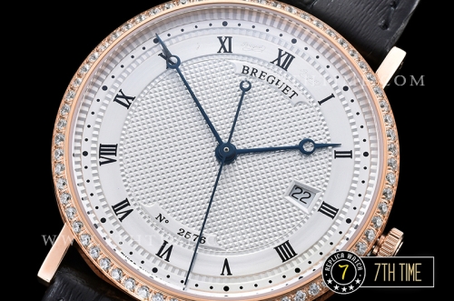 Breguet Classique 5177 White Guilloche Dial with Roman Numerals 18K Rose Gold